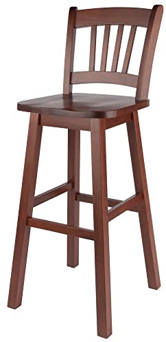 Winsome Fina Swivel Seat Bar Stool, 30In Height, Solid Wood, Walnut Finish