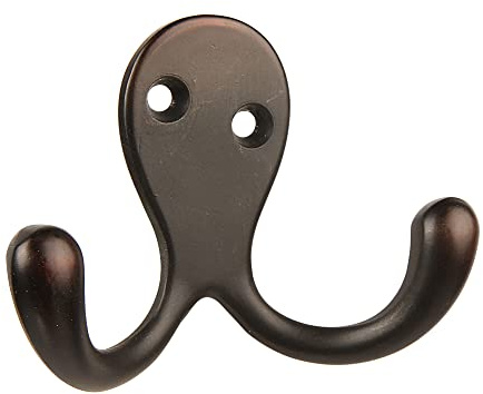 HASWARE 6 PCS Double Prong Robe Hook, Dual Coat Hooks with 12 Pieces Screws Wall Mounted Robe Hooks Hangers Heavy Duty for Hanging Hat Tie Clothes Coats Towel Keys for Bedroom (Oil-Rubbed Bronze)
