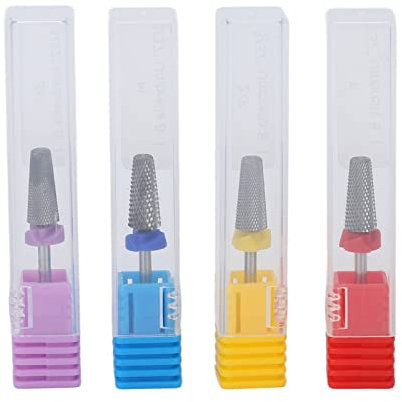 Juego de Brocas para Uñas, 4 Piezas para Sellar Cutículas, Brocas para Uñas, Carburo de Tungsteno, Uñas Acrílicas, Eliminación de Esmalte de Gel, Cutículas, Limas de Uñas, Juego de Brocas para Manicur