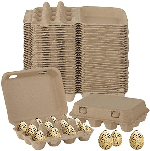 60 Pcs Quail Egg Cartons Paper Pulp Egg Basket A Dozen Egg Crates Blank Cardboard Quail Egg Holder Container Reusable Egg Storage Tray for Home Kitchen Refrigerator Farmhouse (Gray,3 x 4 Square)