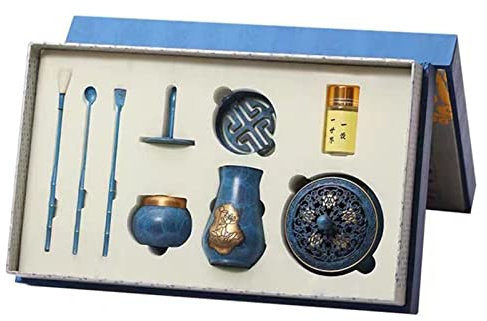9 Pcs/Satz Weihrauch Formwerkzeug, Reine Kupfer Räucherwerkzeuge,Räucherwerkzeug Set,Weihrauch Kegel Formen Machen Kit Weihrauch Brenner Löffel Presse Schaufel Pinsel Für Yoga Meditation(ohne Gewürz)