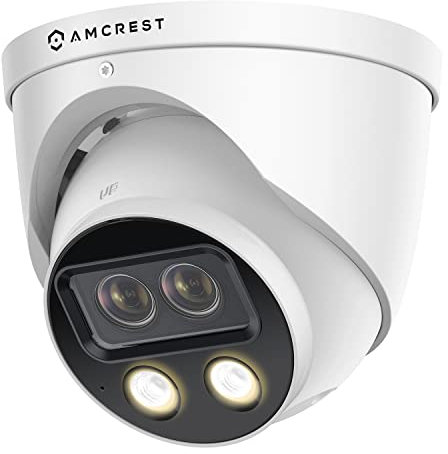 Amcrest Dual-Lens 4MP AI Outdoor Security Turret IP POE Camera @30fps, 0.0002lux@F1.0, 164ft Color Night Vision, Active Deterrents, People Counting, Two-Way Audio, Siren, IP4M-T1044EW-AI