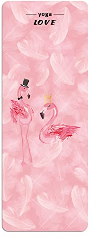 FANSU Tragbare Reise Yogamatte 1,5mm Dick Faltbare Gymnastikmatte, Weich Leicht Übungen Trainingsmatte für Yoga, Pilates, Bikram, Stretching, Training und Bewegung (183x68cm,Gefiederter Flamingo)