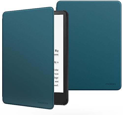 MoKo Hülle Kompatibel mit Kindle Paperwhite 11 Gen. 2021, Dünn Lightweight Kunstleder Schutzhülle Smart Cover mit Auto Sleep/Wake für Kindle Paperwhite 6,8 Zoll, Signature Edition, Blaugrün