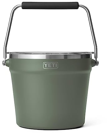 YETI Rambler Beverage Bucket, Double-Wall Vacuum Insulated Ice Bucket with Lid, Camp Green