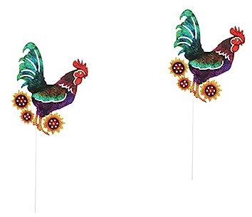 YARNOW 2 Stücke Garten Statue Metall Hahn Decor Hahn Skulptur für Hinterhof Yard Decor Metall Stake Ornament