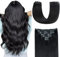 AGMITY Clip in Extensions Echthaar Schwarz 55cm 120g 7 Stück Clip in Haarverlängerungen Unsichtbar Gerade Glatt Nahtlos Doppelt Genäht in Echthaar (55cm #1 Tiefschwarz)