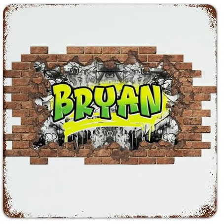 Custom Name Graffiti 3D Cracked' Broken Hole Retro Metallschilder Lustige Neuheit Torschilder Bunte Bilder Poster Wanddekoration Blechschilder für Terrasse Indoor Outdoor 30,5 x 30,5 cm