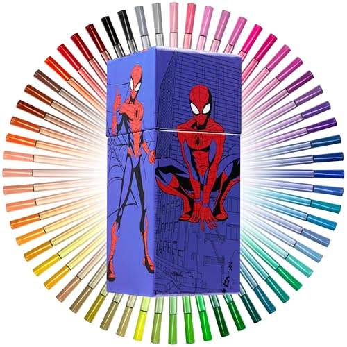 Marvel Spiderman Filzstifte Set mit 60 Fasermaler - Geschenke für Kinder