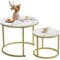 IBUYKE Runder Nisttisch, Abnehmbarer 2er Set Couchtische, Stapelsofa Beistelltisch, Beistelltisch, für Wohnzimmer, Schlafzimmer, Büro, Balkon, Wohnung, Weiß und Gold TMJ062G
