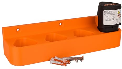 Wandhalterung passend für 4 STIHL AS 2 Akkus Halterung Akku Akkuhalter Akkuhalterung Zubehör (Orange)