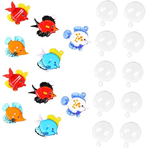 FRCOLOR 10 Adornos De Peces Flotantes De Cristal para Acuario Decoración De Pecera