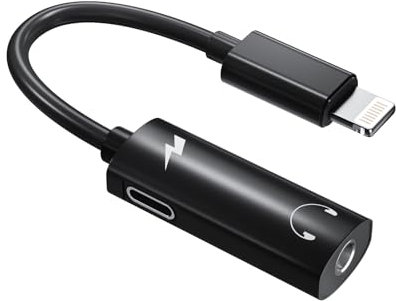 Adaptador Lightning to Jack 3.5 (2en1)Cargador Auriculares Accesorios Auxiliar Coche Cascos Dongle para Apple iPhone 14 13 12 11 Pro Max para iPad Mini Cable Auricular Aux Audifonos Carga Convertidor