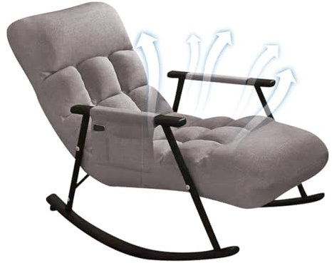 Fukamou Schaukelstuhl, Schaukelstuhl für Schlafzimmer - Gepolsterter Liegestuhl, Schaukelstühle - Moderner Schaukelstuhl, Rocker Recliner, Indoor Outdoor Lounge Chair Glider Chair