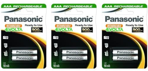 PANASONIC Lot de 3 Blisters de 2 Piles Rechargeables Evolta AAA Micro HR03 900 mAh - 1,2 V