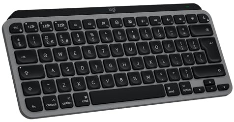 Logitech MX Keys Mini for Mac, Teclado inalámbrico Minimalista (Gris) | Para MacBook Pro, Macbook Air, iMac, iPad, compacto, Bluetooth, retroiluminación, USB-C, escritura optima, QWERTY US INT'L