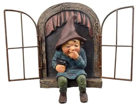 Jeorywoet GNOME STATUE Garter MINI Elf Fenster Zwerg Ornament Micro Landschaft Skulptur Handwerk Dekoration für Garten Yard Weibchen, Elf Dekoration Garten