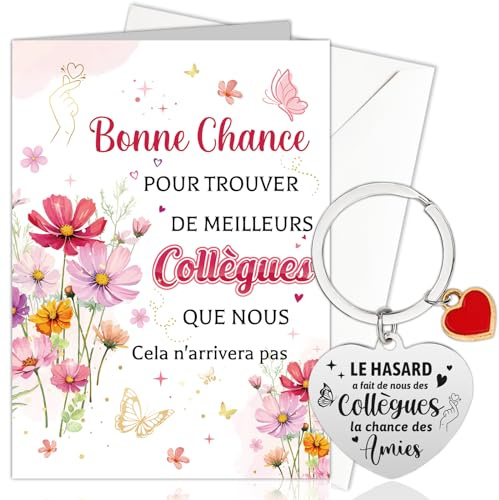 HOWAF Carte Depart Collegue de Travail, Carte Depart Collegue Carte Départ Collègue Porte-clés, Carte Retraite pour Cadeau Départ Collègue, Cadeau Collegue de Travail Femme, Cadeau Retraite Femme