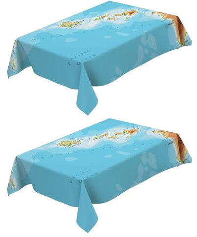 2 Stück Tischdecke Weltkarte 120x160 cm Tischdeko Rechteckige wasserdichte Tischdecken Geburtstag Deko für Party Geburtstag Feiern Jubiläum