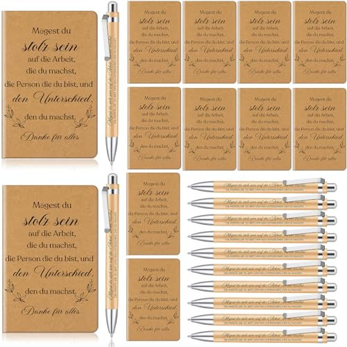 Tenare 12 Set Dankeschön Geschenk für Kollegen Lehrer 12 Kleine Inspirierende Notizbücher Mini Tagebuch Notizblöcke und 12 Motivation Kugelschreiber Dankesgeschenke für Schule Büro (Elegant)