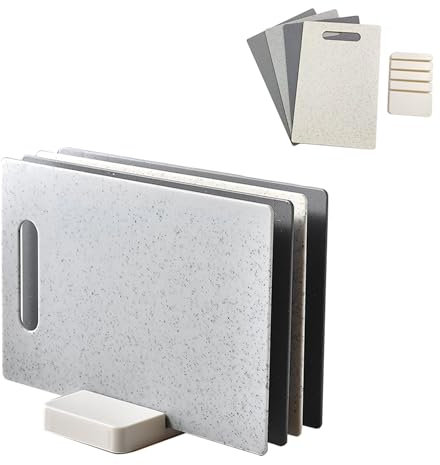 Plastic Chopping Board Set of 4 with Water Filter Bracket, Dishwasher Safe, Hanging Hole Design for Vegetable Meat Bread