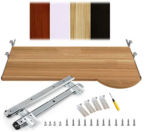 KHLMSRXJ Aufbewahrungsregale für Tastaturen und Mäuse im Home-Office – Ausziehbare Tastaturablage zur Installation unter dem Schreibtisch, Ausziehbare Ablage aus Holz/Schwarz/70 x 26 cm