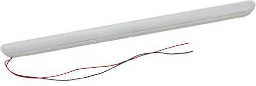 Lampe extérieure LED 12 V Blanc Chaud pour Caravane, Camping-Car, Caravane, Bateau - 590 x 20 x 36 mm - Boîtier en Plastique 63 SMD - Couvercle en Verre dépoli - Étanche - Incliné à 30° - Couvercle