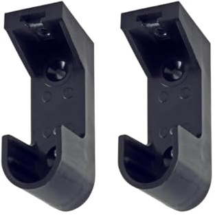 Supporto Asta Armadio, Set Reggitubo Laterale Asta Ovale - Ganci Appendiabiti in Plastica - Kit 2 pezzi avvitare ai lati interni dell’armadio o alla mensola superiore (Nero - Altezza 65mm)