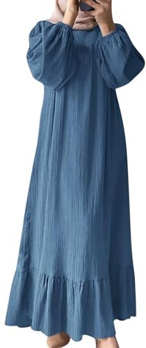 LKRSEEF Gebetskleidung für Frauen, Muslimische Kleider Abaya Damen #01 Blau XXL namaz elbisesi Kadin ferace Kaftan niqab gebetskleid Burka ganzkörper Hijab Kleid khimar امازون arabische Damen lang