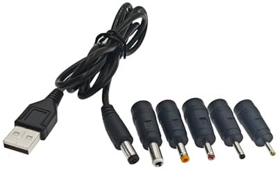 JZK Cable de alimentación universal USB a CC, cable de carga USB con 5 conectores CC de 2,5 x 0,7 mm, 3,5 x 1,35 mm, 4,0 x 1,7 mm, 5,5 x 2,5 mm, 3,0 x 1,0 mm para ordenadores portátiles, routers