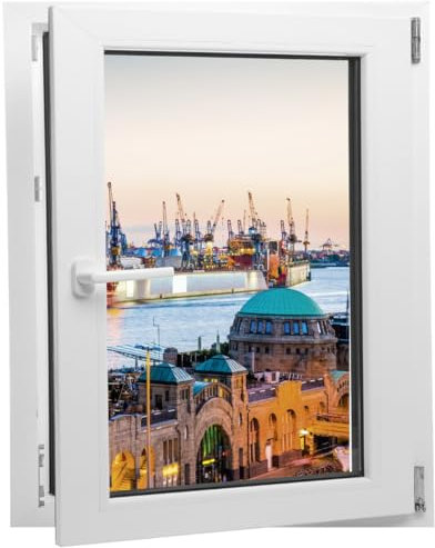 DesFoli Wandtattoo Landungsbrücken Hamburg - verschiedene Rahmentypen DW000061 Farbe Fensterrahmen Hochformat, Größe 70 cm x 91 cm