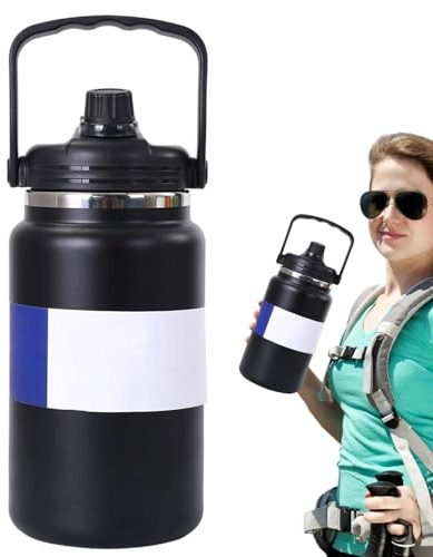 Botella de agua aislada de acero inoxidable, botella de agua portátil grande de 4 L para playa, escuela, deportes, camping, senderismo, viajes, ciclismo