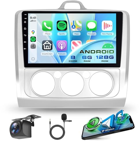 8 Core 6G+128G Android Autoradio für Ford Focus Mk2 Mk3 Exi MT 2 3 2004-2011 Wireless Carplay Android Auto Navi WiFi 360° Panorama 9 Zoll Touchscreen Autoradio Bluetooth FM/RDS/DSP/SWC Rückfahrkamera