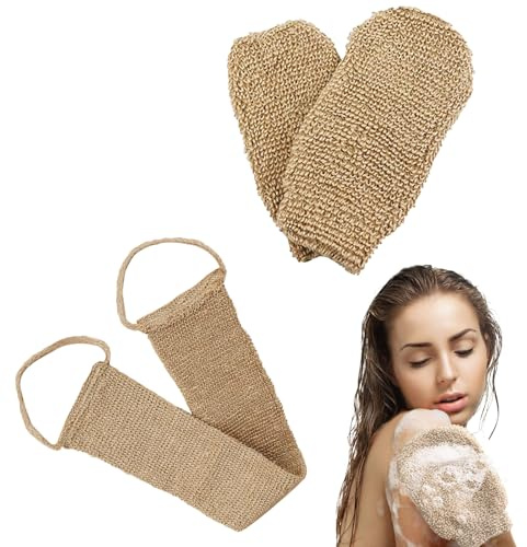 NICEIN 2 Stück Rückenschrubber und Peelinghandschuh, Exfoliating Gloves für Körper und Gesich, Duschhandschuh zur Entfernung Abgestorbener Haut, Peeling-Rückenschrubber Unisex