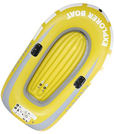 Fockety Aufblasbares Kajak-Kanu, 2-Personen-Boot Zum Angeln, Driften, Tauchen, Gelbes PVC, 114 X 183 cm
