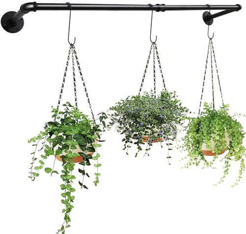 Hperu Tige de Suspension pour Plantes, Support Mural en métal 36 x 8 cm, Barre de jardinière Lisse et Robuste, pour fenêtre, Balcon, intérieur, extérieur, présentoir, Support