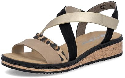 Rieker Damen Keilsandalen V3663, Frauen Sandalen,Sommerschuhe,Freizeitschuhe,offene Schuhe,Strandschuhe,Multi (92),41 EU / 7.5 UK