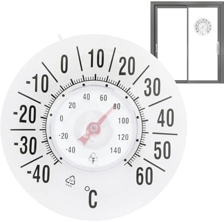 Thermometer für Innen und Außen | Kabellos mit Präzision | Thermometer für Außen und Innen | Für Büro Zimmer Innen Fenster Garten Terrasse Balkon