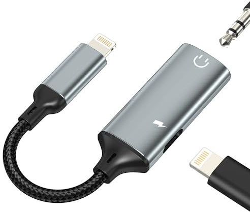 Headphone Adaptor for iPhone 14 13 Pro Max Adapter Lightning Jack Aux 3.5mm Cable Audio for Apple Charger Charging Splitter Connector Earphone for iPad Car Converter Port Dongle Accessories Plug Cord