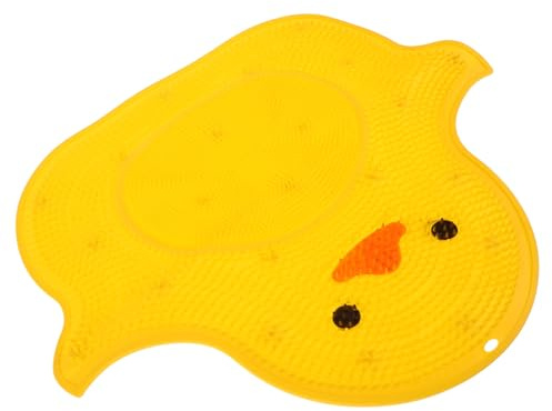 HONITANO Rutschfeste Fußwaschmatte aus Silikon mit Massagefunktion und Starken Saugnäpfen Gelbe Duschfußschrubber Matte für Badewanne und Dusche