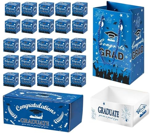 Überraschungsbox-Geschenkbox mit Faltschachteln - Pop-up DIY Explostion Geschenkbox mit Konfetti | Kreative Zusammenklappbare Springende Überraschungs Geschenk Boxs mits Geschenktüte (Blau - 25 Boxes)