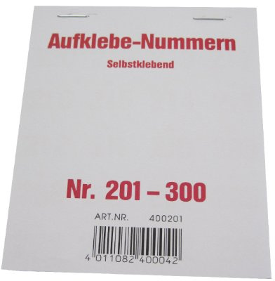 Wolf & Appenzeller 400201 Numbered Stickers 201-300 Self-Adhesive