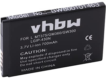 vhbw 1x Akku kompatibel mit LG C300 Town, C320 Town, GM360, CF360, CU720 Shine, A133 Flip Phone Handy Smartphone Telefon (700 mAh, 3,7 V, Li-Ion)
