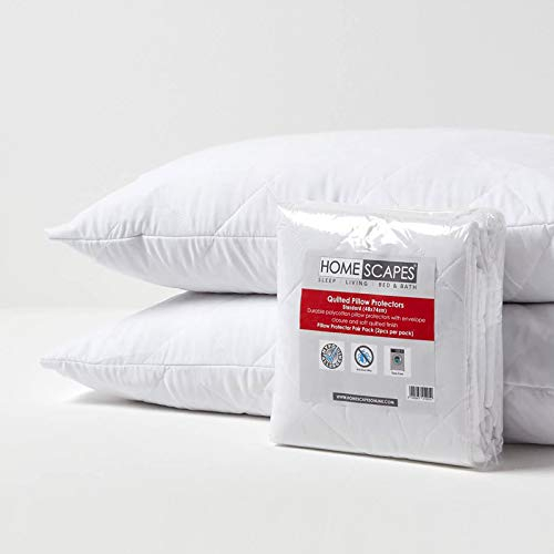 Homescapes 2er-Set Gesteppte Kissenschoner 48x74 cm, wattierte Polycotton-Kissenschonbezüge hypoallergen