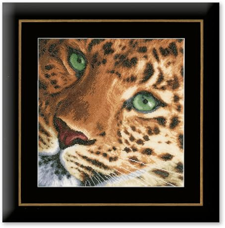 Lanarte Counted Cross Stitch KIT Leopard (EVENWEAVE), Various, 13.75 x 13.5