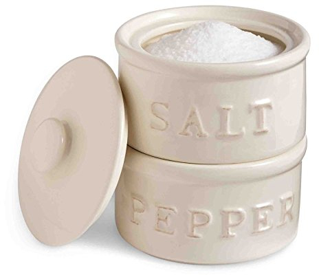 Mud Pie Salz- und Pfefferkeller, cremefarben, 15,2 x 8,9 cm Durchmesser