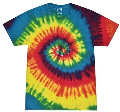 Colortone 100% Cotton Reactive Tie Dye T-Shirt for Women and Men, X-Large, Reactive Rainbow