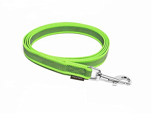 Mystique® Gummierte Leine 20mm mit Handschlaufe Standard Karabiner neon grün 3m
