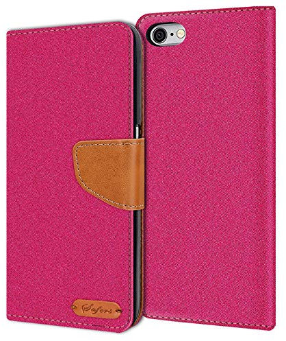 Verco iPhone 6S Custodia per Cellulare, Caso Tessuto per Apple iPhone 6 / 6S Cover Tessilo Portafoglio Case, Rosa