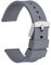 WOCCI 18mm Silikon Gummi Uhrenarmband mit Silberner Schnalle, Schnellverschluss Armband für Damen und Herren (Grau)